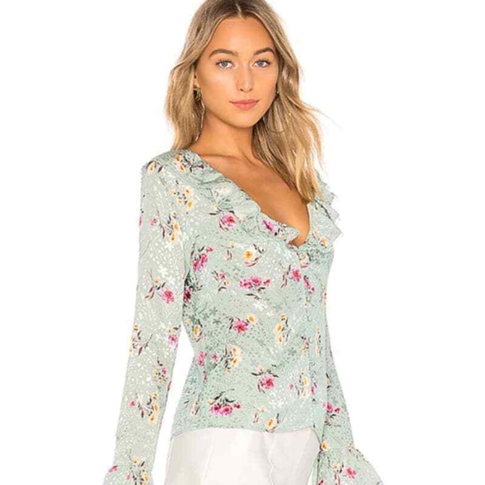 Majorelle Fleur Blouse in Green Whisper Sz XS NWT